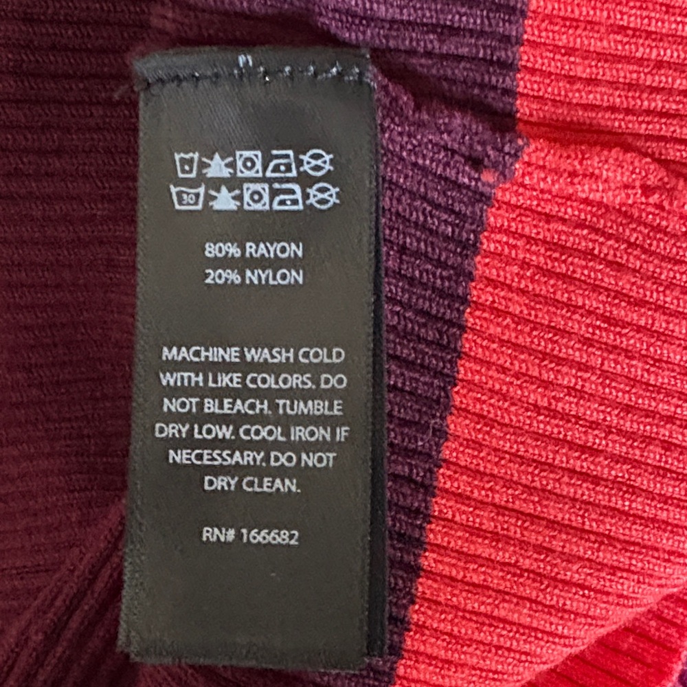 House of Harlow 1960 V-Neck Sweater -dark burgundy, magenta, dark orange stripes - Picture 6 of 6